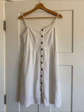 Universal Thread White Button-Front Midi Sundress